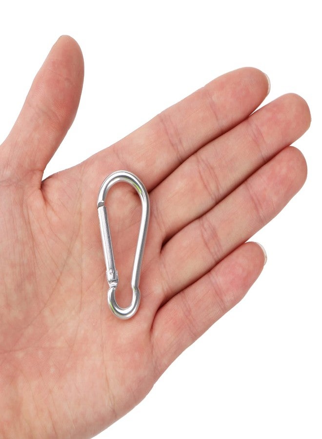 SAMLOO 100pcs Mini Aluminum Bulk Carabiner Spring Clip Hook Keychain Buckle Pack Carabeaner for Camping Hiking Rv Fishing Bottle Backpack Traveling, Silver - Image 4