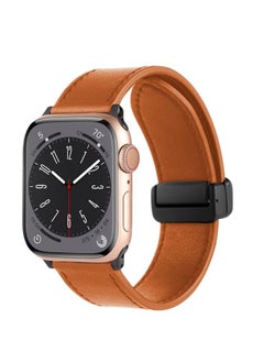 ten.tech TenTech Leather Watch Band for Apple Watch Ultra/Ultra 2, Size 49mm 45mm 44mm 42, Genuine Leather Band with Magnetic Clasp for iWatch Series 9/8/7/6/5/4/3/2/1/ SE – brown  - Image 2