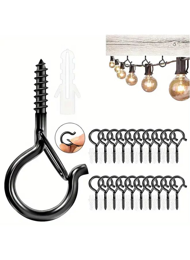 20 Pack Heavy Duty Black Metal Screw Hooks Indoor Outdoor Plant Hanging Ceiling Wall Hooks - Image 2