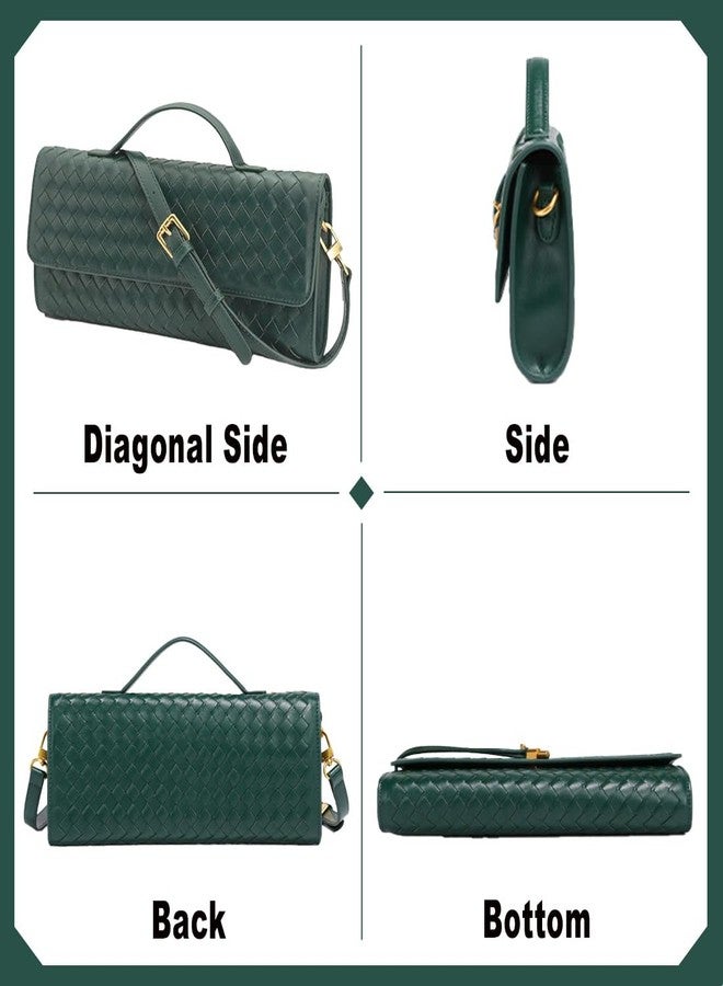 LMKIDS Woven Evening Bag Clutch Purses For Women, Woven Leather Crossbody Bag Purse For Women Shoulder Handbag Cute Satchels (Champagne) - Image 4
