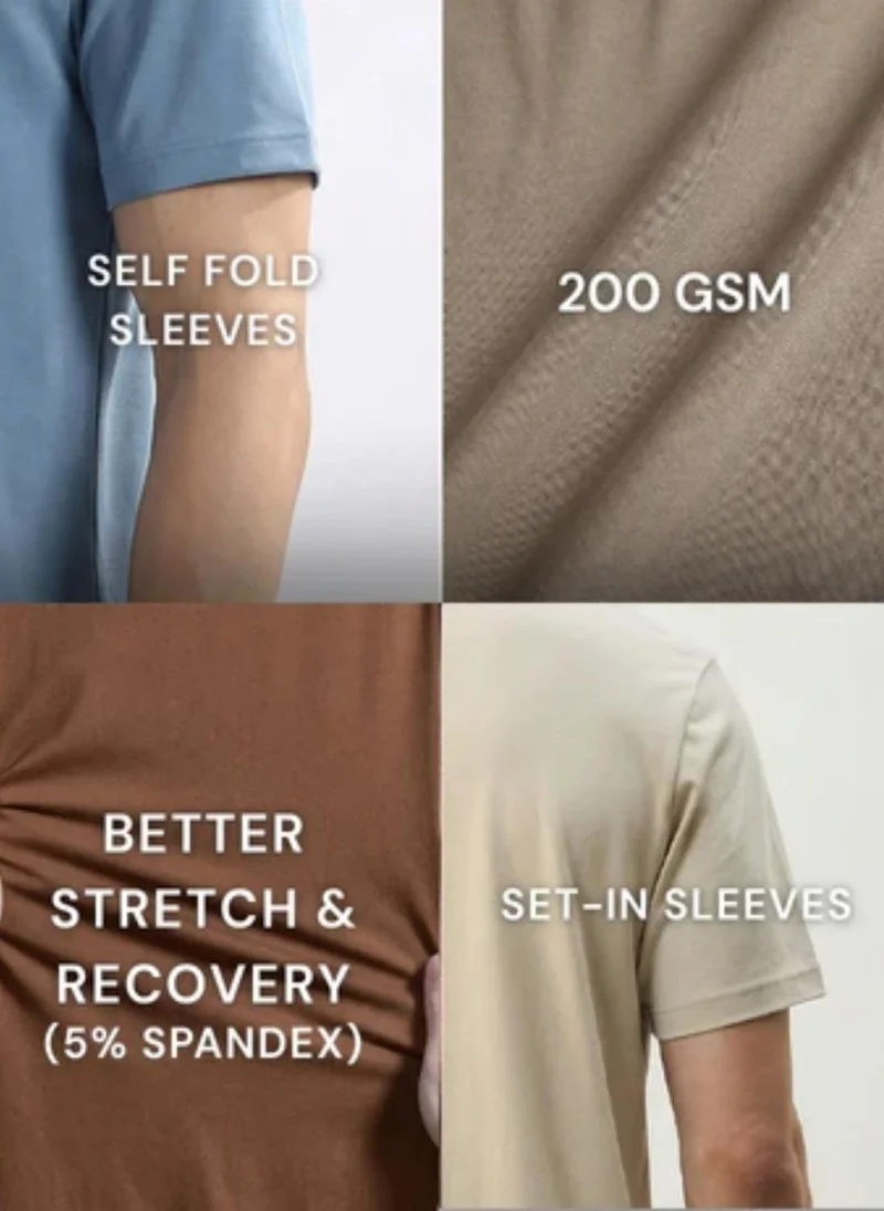 NOBERO Pecan Brown Nobero Travel Supima T-Shirt | Men’s T-Shirt | Regular Fit | 95% Supima Cotton 5% Lycra (200 GSM) | UPF 50+ + Anti-Odor Anti-Microbial | Wrinkle-Resistant Travelwear Essential | Available in 8 Colours for Men | Best Price UAE