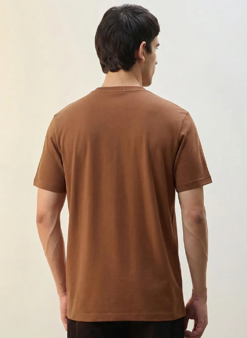 NOBERO Pecan Brown Nobero Travel Supima T-Shirt | Men’s T-Shirt | Regular Fit | 95% Supima Cotton 5% Lycra (200 GSM) | UPF 50+ + Anti-Odor Anti-Microbial | Wrinkle-Resistant Travelwear Essential | Available in 8 Colours for Men | Best Price UAE