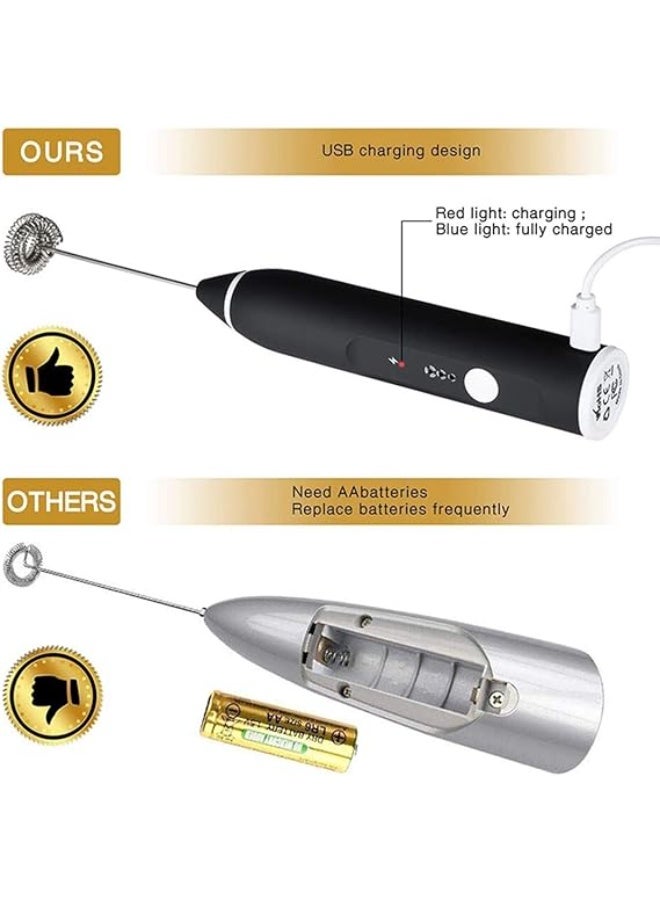 خفاق الحليب اليدوي القابل للشحن – 3 سرعات قابلة للتعديل لتحضير اللاتيه والقهوة والكابتشينو، مع خلاط إضافي للبيض - Image 2