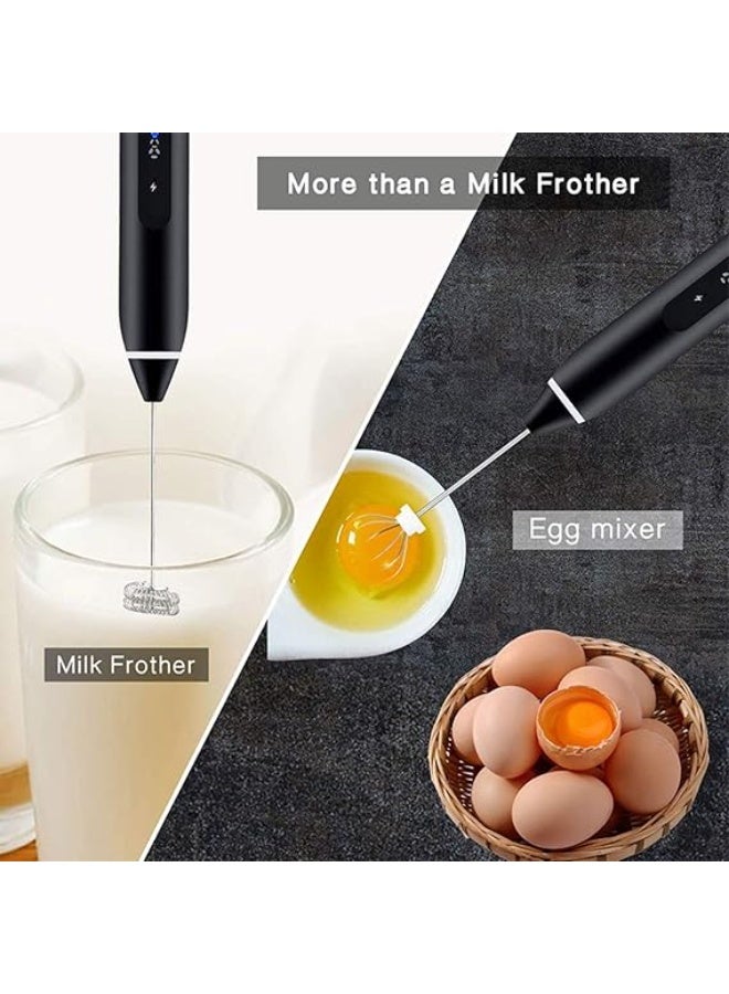 خفاق الحليب اليدوي القابل للشحن – 3 سرعات قابلة للتعديل لتحضير اللاتيه والقهوة والكابتشينو، مع خلاط إضافي للبيض - Image 4