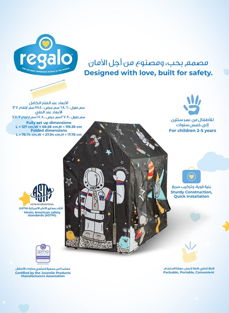 Regalo Portable Play Tent | Outer Space Themed Tent for Toddlers | Easy Setup & Storage | Multi-Purpose Design | Fits Portable Toddler Bed | 127x68.58x119.38 CM - Image 4