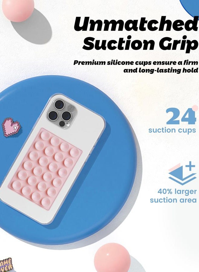amBand Magnetic Suction Phone Mount for MagSafe Case, Silicone Octo Cup Buddy Sticky Grip Holder for iPhone, Removable Hands-Free Selfie/Video for TikTok Influencers, Women Gift, Light Pink - Image 4