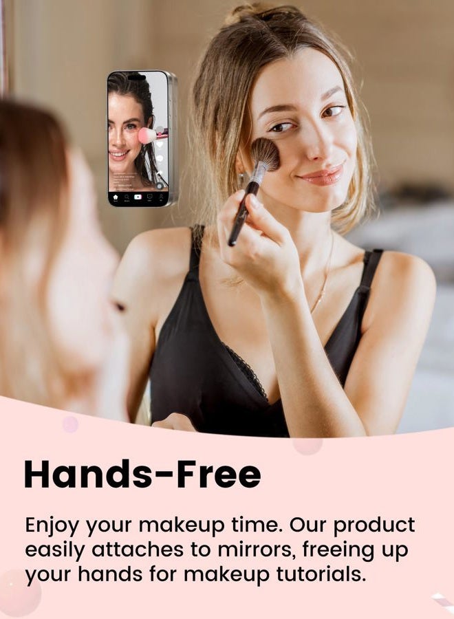 amBand Magnetic Suction Phone Mount for MagSafe Case, Silicone Octo Cup Buddy Sticky Grip Holder for iPhone, Removable Hands-Free Selfie/Video for TikTok Influencers, Women Gift, Light Pink - Image 5