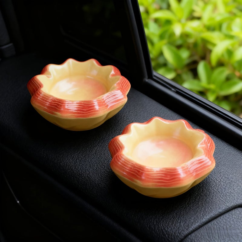 1pc Egg Tart Shaped Ceramic Ashtray Living Room Coffee Table Decoration Gift - Image 2