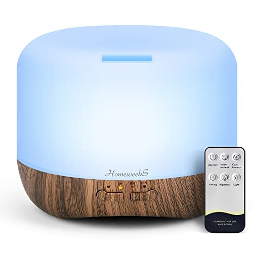Homeweeks Aromatherapy Essential Oil Diffuser for Room 500ml Colorful Aroma Air Humidifier with Adjustable Cool Mist Mode Waterless Auto Off Ultrasonic Diffusers for Large Room Home OfficeBrown - Image 2