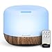 Homeweeks Aromatherapy Essential Oil Diffuser for Room 500ml Colorful Aroma Air Humidifier with Adjustable Cool Mist Mode Waterless Auto Off Ultrasonic Diffusers for Large Room Home OfficeBrown - Image 1