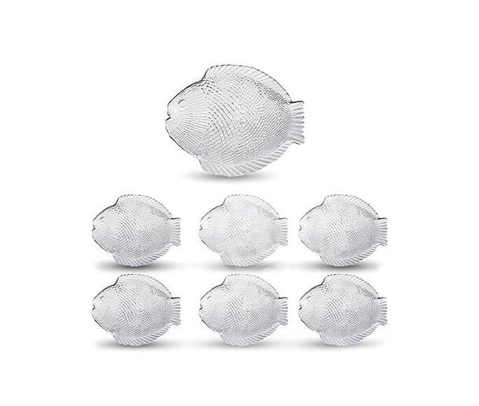 High Quality Glass Fish Set of 7 Pieces- (1 large plate 32.5 cm + 6 small plates 25 cm) - Image 1