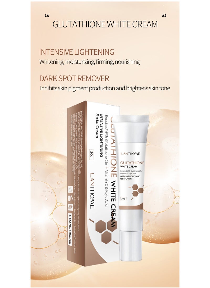 Lanthome - Glutathione Whitening Cream, Facial Dark Spots Remover 2% Glutathione Face Cream, Prevent Aging Moisturizing Skin Brightener Cream, Smoothing Brightening Cream, White Lightening Beauty Cream 20G - Image 1