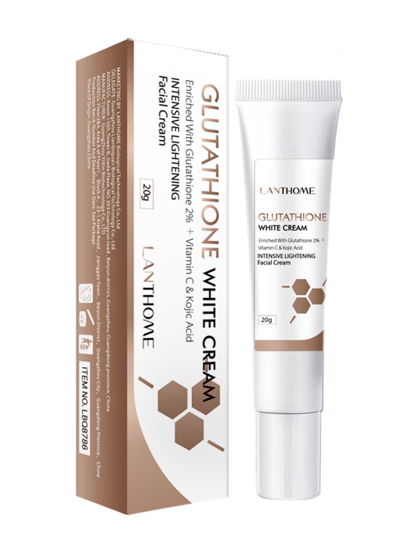 Lanthome - Glutathione Whitening Cream, Facial Dark Spots Remover 2% Glutathione Face Cream, Prevent Aging Moisturizing Skin Brightener Cream, Smoothing Brightening Cream, White Lightening Beauty Cream 20G - Image 1