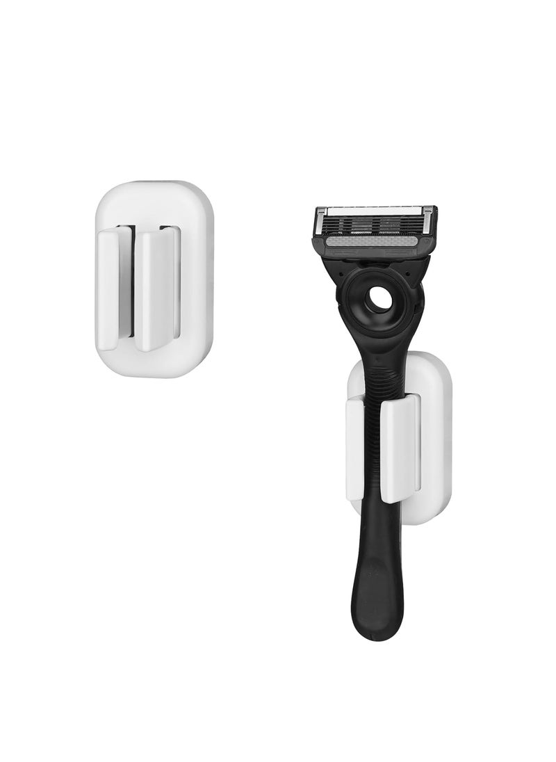 Linkidea - Linkidea 2 Pack Razor Holder for Shower, Shower Razor Holder for Wall, Shower Squeegee Razor Stand Compatible with Gillette Funsion 5 Power, Mach 3, SkinGuard (White) - Image 1