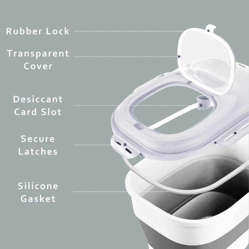 Gropecan Cereal Rice Food Storage Containers, Collapsible 20 to 50 Lbs Dispenser Bin with Rolling Wheel Airtight Locking Lid, Dog Pet Cat Flour Sugar Plastic Leakproof Sealable Large Kitchen Pantry Holder - Image 4