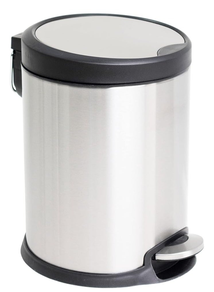 سلة مهملات و نفايات بالدوس | عملية الفتح بالقدم | لمسة نهائية من الفولاذ اللامع | غطاء ذو اغلاق سلس | دواسة غنجة | مناسبة للحمامات والمطابخ والمنازل | 5 لتر - Image 1