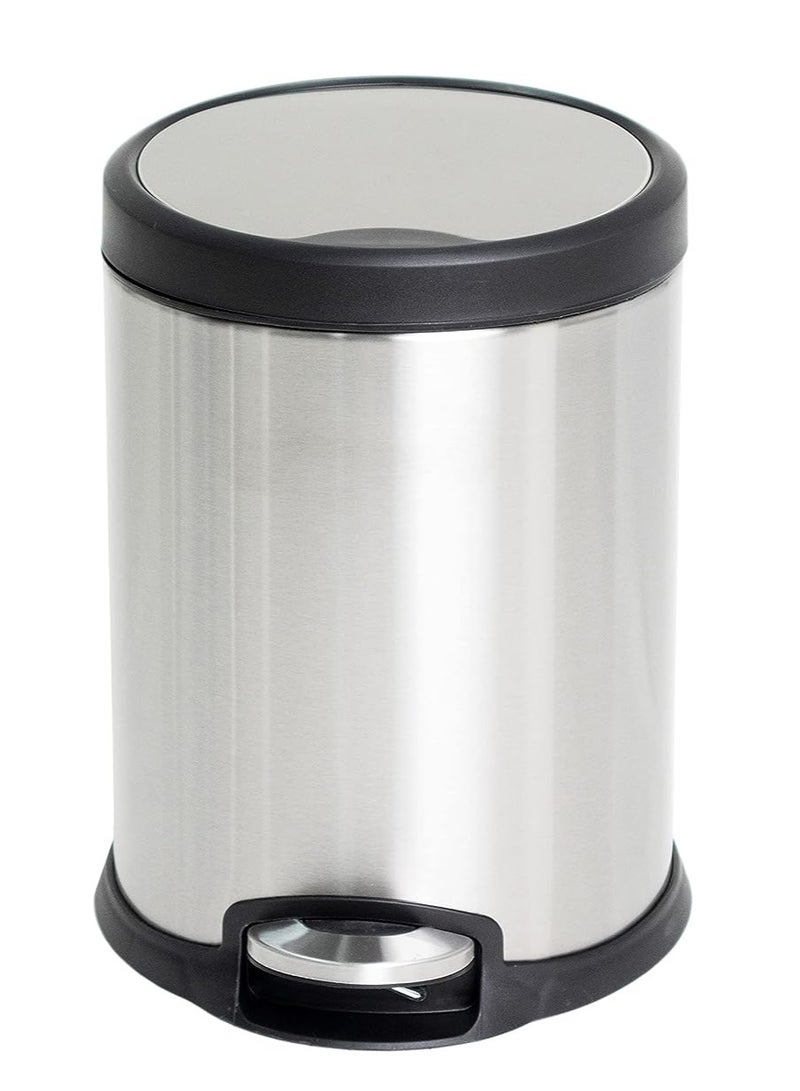 سلة مهملات و نفايات بالدوس | عملية الفتح بالقدم | لمسة نهائية من الفولاذ اللامع | غطاء ذو اغلاق سلس | دواسة غنجة | مناسبة للحمامات والمطابخ والمنازل | 5 لتر - Image 2