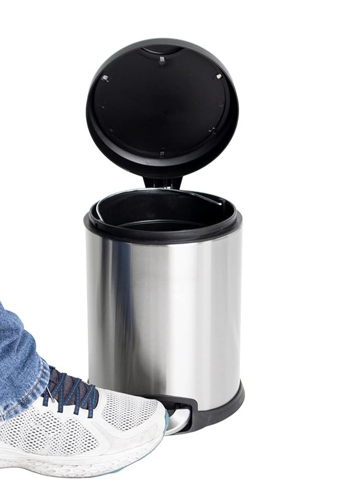 سلة مهملات و نفايات بالدوس | عملية الفتح بالقدم | لمسة نهائية من الفولاذ اللامع | غطاء ذو اغلاق سلس | دواسة غنجة | مناسبة للحمامات والمطابخ والمنازل | 5 لتر - Image 3