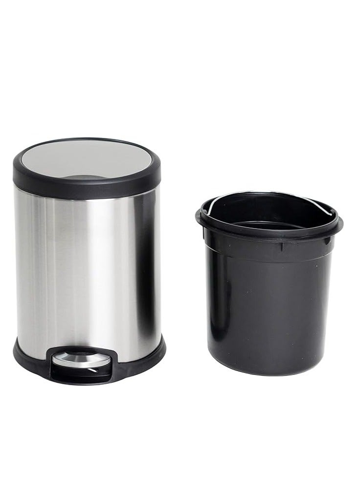 سلة مهملات و نفايات بالدوس | عملية الفتح بالقدم | لمسة نهائية من الفولاذ اللامع | غطاء ذو اغلاق سلس | دواسة غنجة | مناسبة للحمامات والمطابخ والمنازل | 5 لتر - Image 4