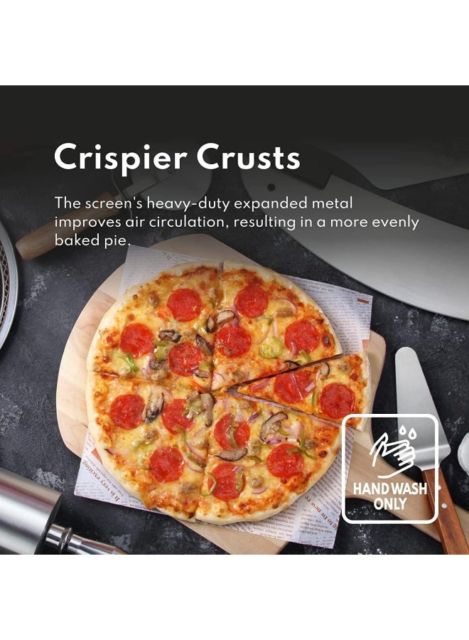 Premify Non-Stick Pizza Screen, Commercial Grade 13 Inch Round Seamless Aluminium Mesh Pizza Screen, Pizza Pan Oven Baking Tray, Home Kitchen & Restaurant Supplies  - Image 3