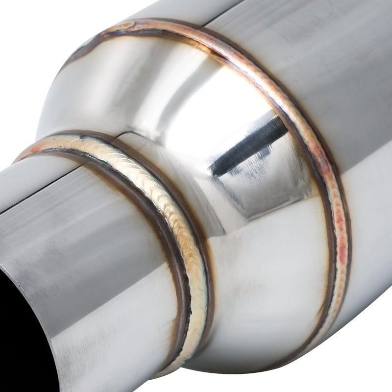 M-AUTO Single Chamber Muffler, 2.5" Inlet and Outlet, Universal Stainless Steel Exhaust Assembly, 16" Length, Black - Image 5