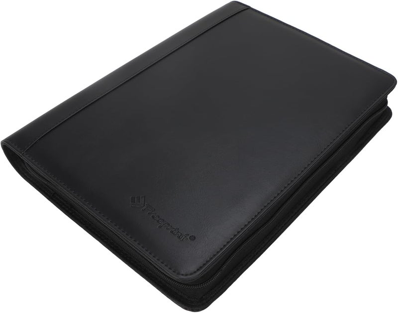 Freeprint Zippered Portfolio Binder 3 Ring with Writing Pad Legal Size Letter - PU Leather Professional Padfolio Folder for Interview Business, Black - Image 2