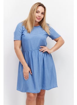 Zero Women Plain Mini Dress, Blue  - Image 1