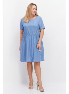 Zero Women Plain Mini Dress, Blue  - Image 4