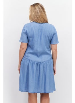 Zero Women Plain Mini Dress, Blue  - Image 2