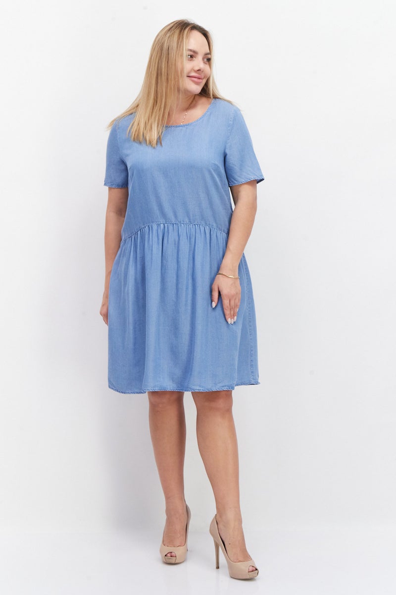 Zero Women Plain Mini Dress, Blue - Image 2