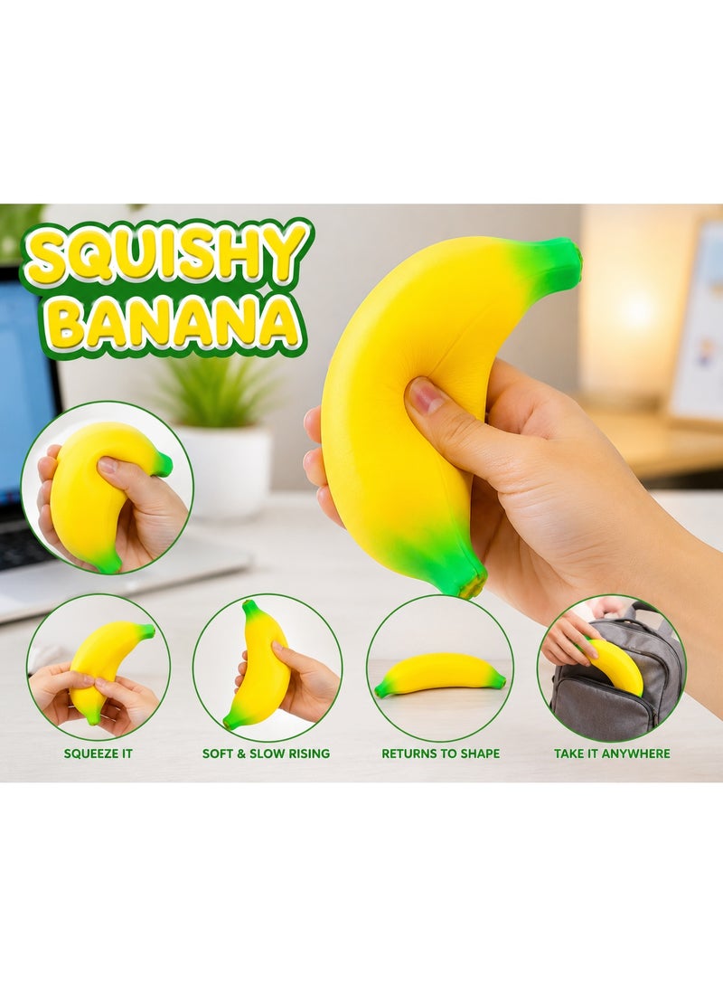 Novelty Squishy Banana Slow Rising Stress Relief Toy – Soft Squeeze Sensory Fidget Toy for Kids & Adults - Image 2