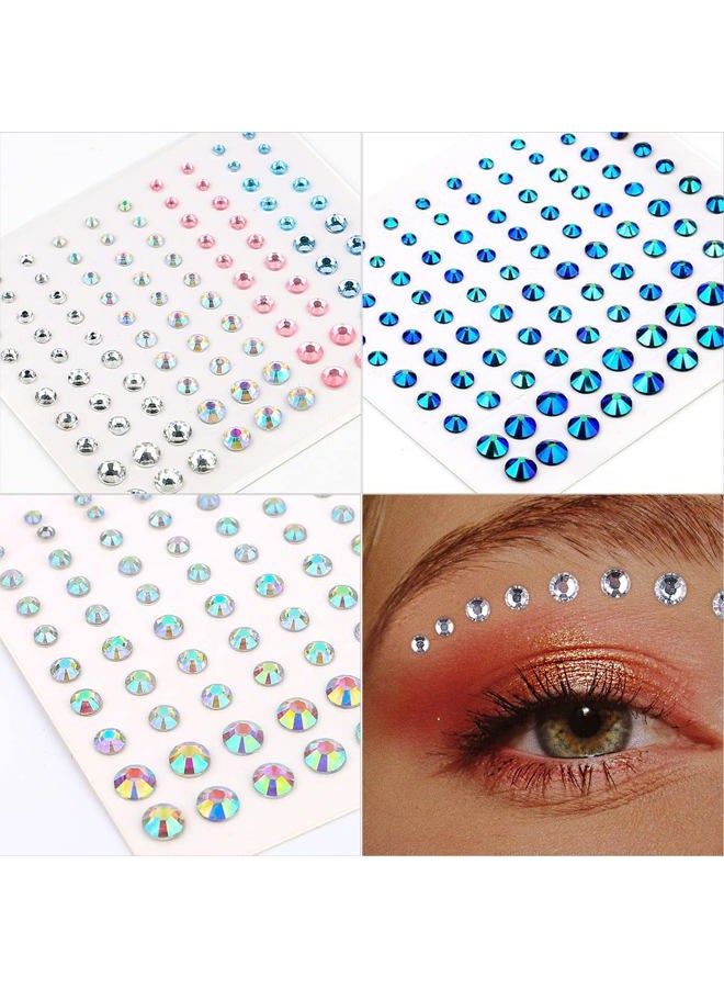 Bowitzki جواهر الوجه من الكريستال للماكياج، لاصقات جواهر الوجه على العين، دموع قوس قزح نجمة الماس كريستالات للنساء ملحقات المهرجان لتزيين الأظافر (أ) - Image 3