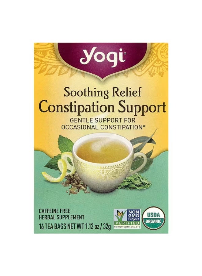 Yogi Tea, Soothing Relief Constipation Support, Caffeine Free, 16 Tea Bags, 1.12 oz (32 g)