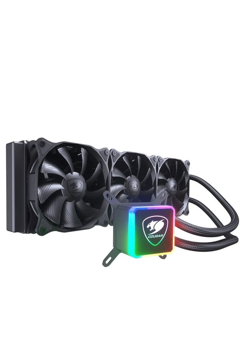 Cougar Cougar Aqua High-Performance CPU Liquid Cooler with Vibrant and Dazzling RGB LED Pump Head and a Remote Controller (Aqua 360) - Black | CGR-AQUA 360  - Image 1