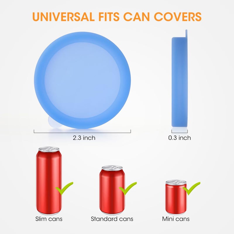 Aieve Silicone Soda Can Lids, Reusable Can Covers/Toppers for Soda, Can Saver for Soda, Pop, Coke, Beverage, Fits Slim Standard Mini Cans (6 Pack, Assorted, BPA-Free) - Image 2