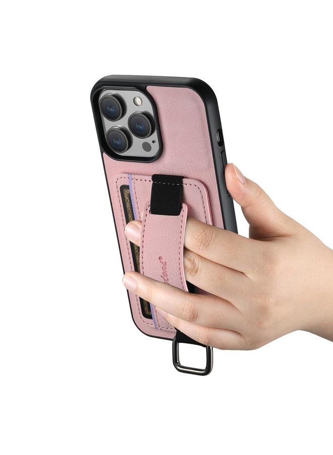 Suteni Case For iPhone 14 Plus H13 Litchi Leather Wrist Strap Wallet Back Phone Case - Image 3