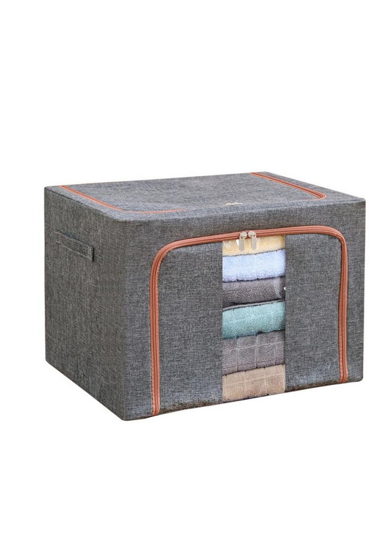 AIWANTO - Foldable Large Clothes Storage Bags 100L, Robust Steel Framed Organizer Box Container/Basket For the Bedroom, Cabinet, Wardrobe, Closet With Lids, and Handle Pack of 2 （60*42*40cm) - Image 1