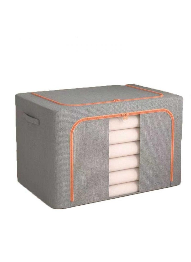 AIWANTO - Foldable Large Clothes Storage Bags 100L, Robust Steel Framed Organizer Box Container/Basket For the Bedroom, Cabinet, Wardrobe, Closet With Lids, and Handle Pack of 2 （60*42*40cm) - Image 1