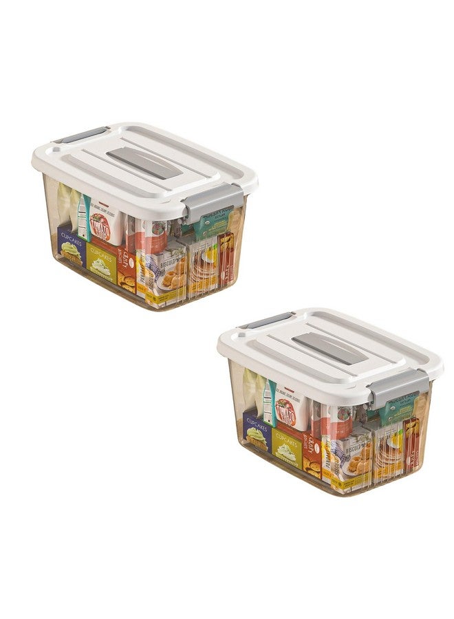 HoopVool Clear Storage Container Box, Stackable Storage Bin with Lid, Plastic Container with Heavy Duty Latches to Organize, White Lid. (PACK OF - 2, No.2-12 X 8.5 X 7 INCH) - Image 1