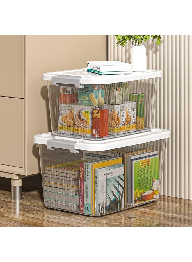 HoopVool Clear Storage Container Box, Stackable Storage Bin with Lid, Plastic Container with Heavy Duty Latches to Organize, White Lid. (PACK OF - 2, No.2-12 X 8.5 X 7 INCH) - Image 5