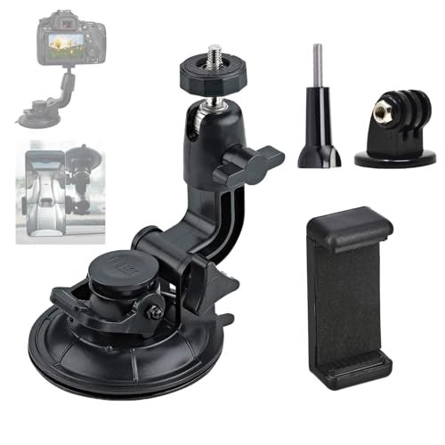 ZODUCT Universal High Power Suction Cup Mount Holder Heavy Duty Mount for Go-Pro, Insta 360, SJCam & Mobile Fixing on Car Windshield & attaching Mini Photography Lights for Videography - Image 1