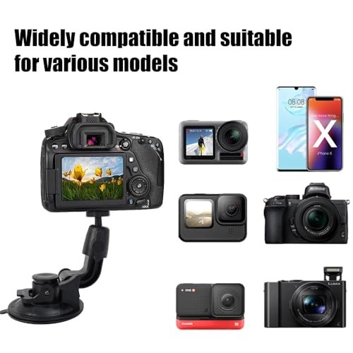 ZODUCT Universal High Power Suction Cup Mount Holder Heavy Duty Mount for Go-Pro, Insta 360, SJCam & Mobile Fixing on Car Windshield & attaching Mini Photography Lights for Videography - Image 4