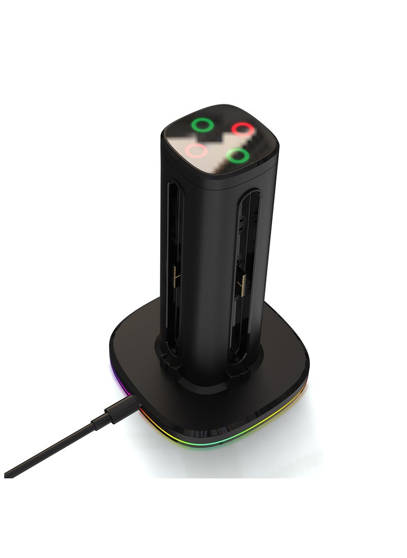 Generic Charging Dock for Nintendo Switch 2(2025) Joy-Con2 Controllers, 4 in 1 Fast Charger Station,RGB Modes Gaming Lights, Magnetic & Weighted Base, Bi-Directional Design, LED Indicators & Overcharge Protection, Including Charging Cable, black  - Image 4