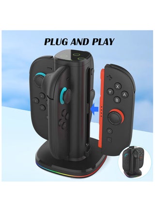 Charging Dock for Nintendo Switch 2(2025) Joy-Con2 Controllers, 4 in 1 Fast Charger Station,RGB Modes Gaming Lights, Magnetic & Weighted Base, Bi-Directional Design, LED Indicators & Overcharge Protection, Including Charging Cable, black - pzsku/ZE3C491F808617F2520B3Z/45/1749568197/fa552386-e07a-4d30-9a1d-3e63ce17e885