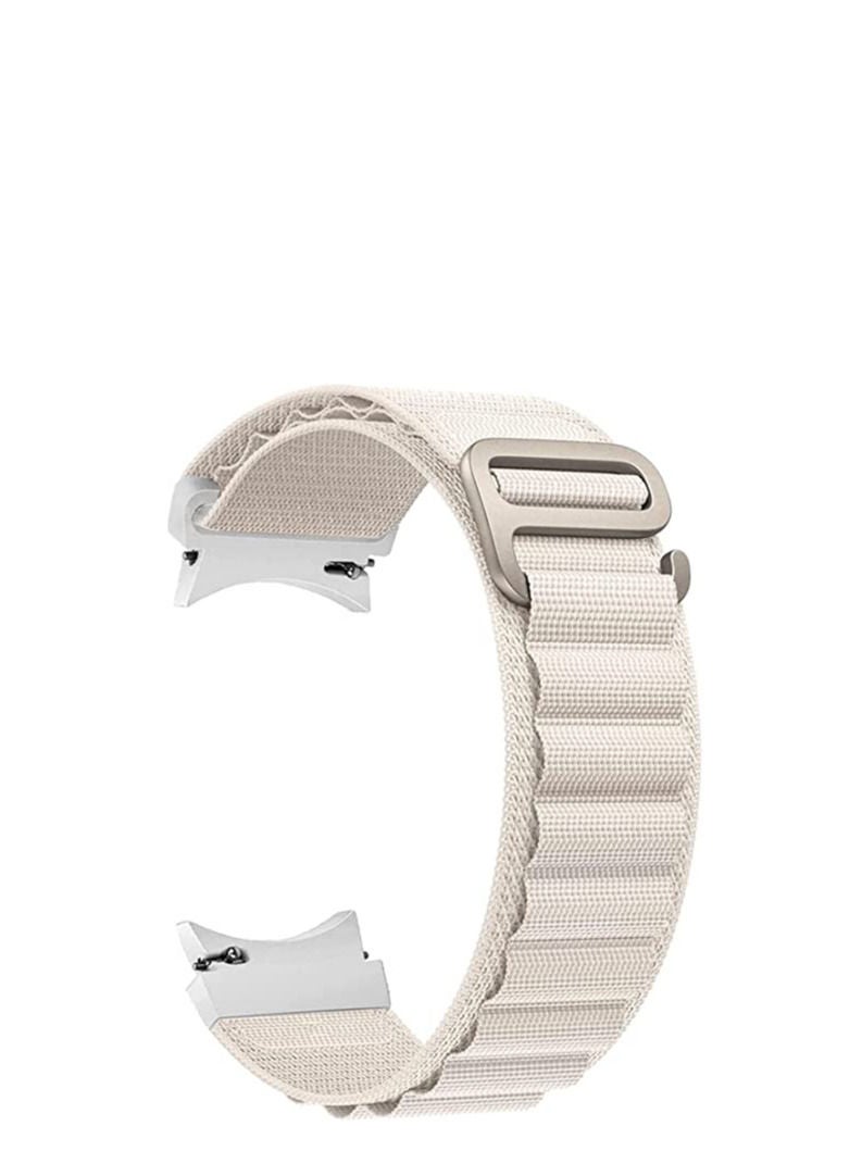Watch 20mm Nylon Watch Band Compatible With Samsung Watch 5 Pro 45mm / Galaxy Watch 5 40mm 44mm / Galaxy Watch 4 40mm 44mm / Watch 4 Classic 42mm 46mm, Round Alpine Woven Sport Band For Men Women white - Image 1