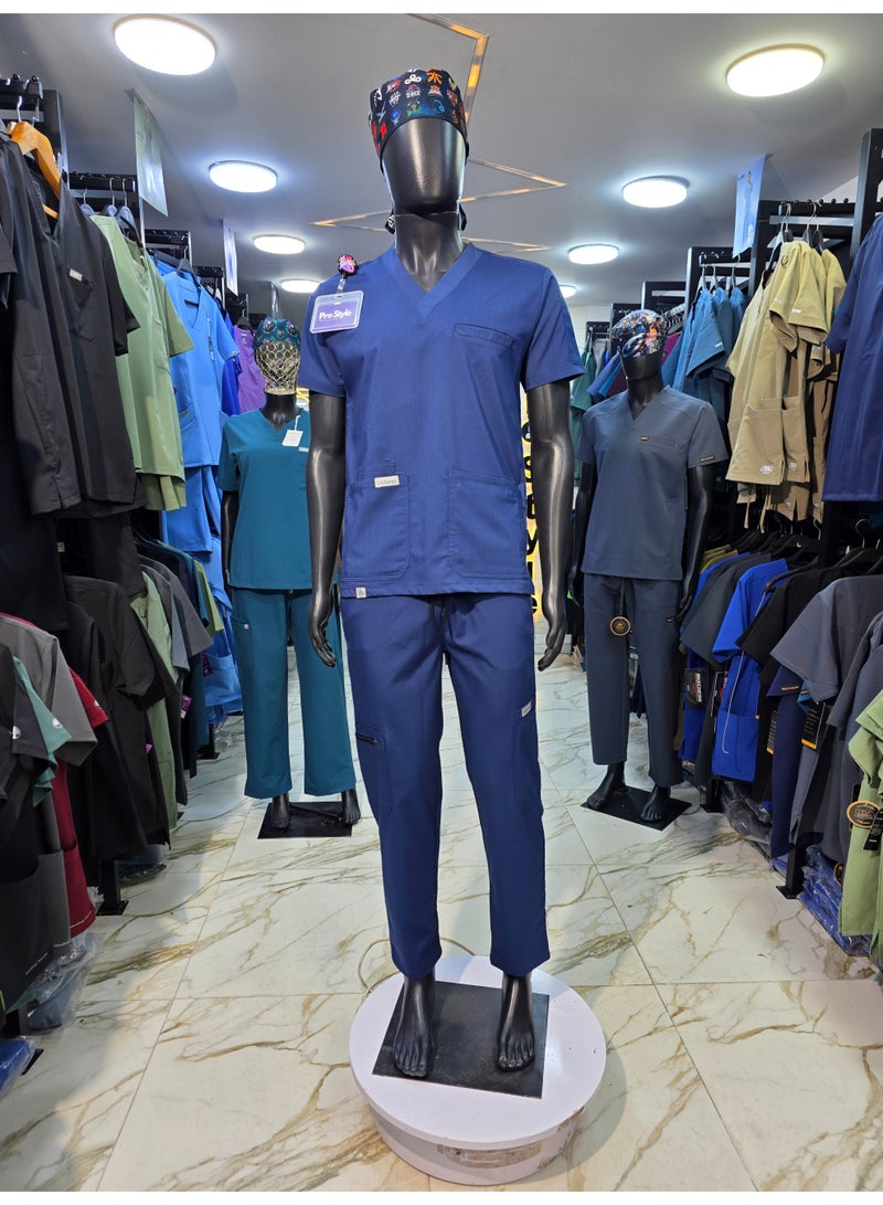 Uniforme Unisex Medical Scrub Set – 10 Pockets – V-Neck – Stretch Fabric - Image 1