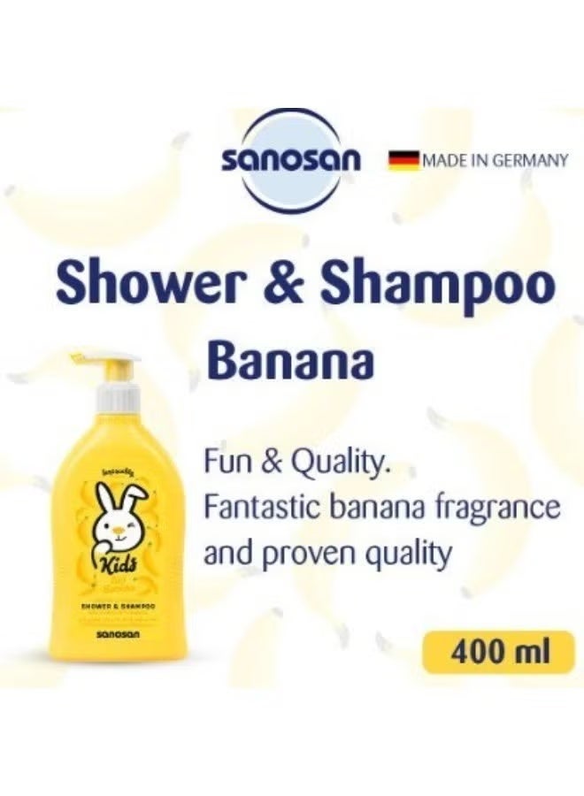 sanosan Kids Banana Shower & Shampoo 400ml – 2-in-1 Gentle Hair & Body Wash with Olive Extract & Milk Protein - Image 5