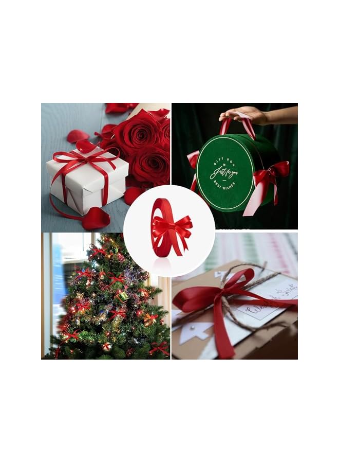 The Bros شريط أحمر 10 مم، شريط زينة عيد الميلاد بطول 22 متر للحرف اليدوية، الزفاف وديكور الحفلات - قماش سميك، احتفالي وأنيق - Image 2