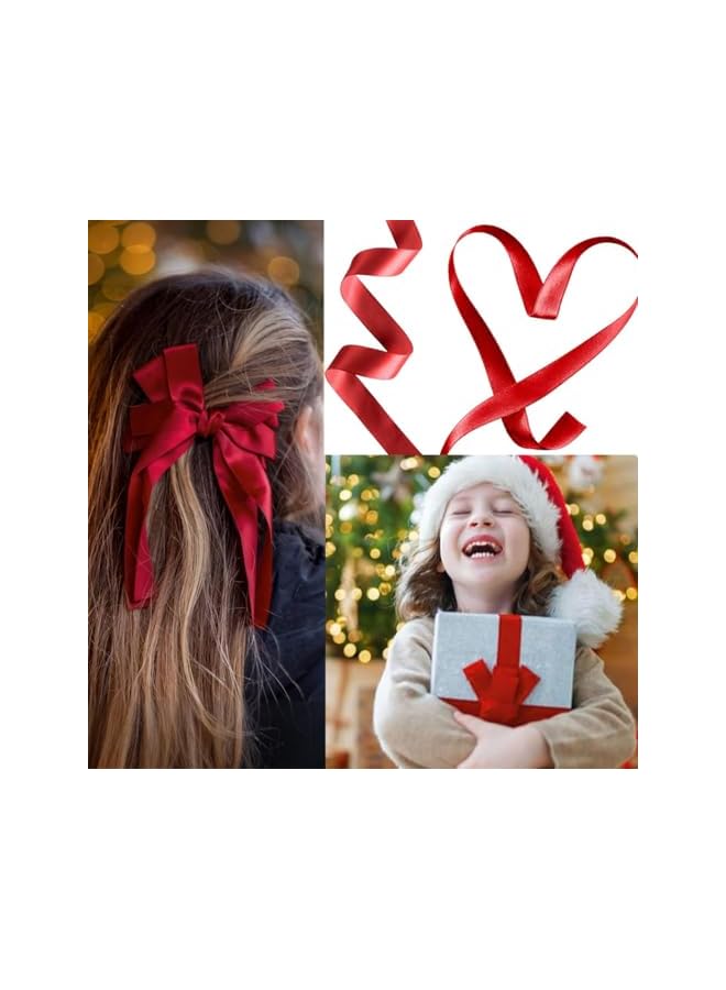 The Bros شريط أحمر 10 مم، شريط زينة عيد الميلاد بطول 22 متر للحرف اليدوية، الزفاف وديكور الحفلات - قماش سميك، احتفالي وأنيق - Image 4