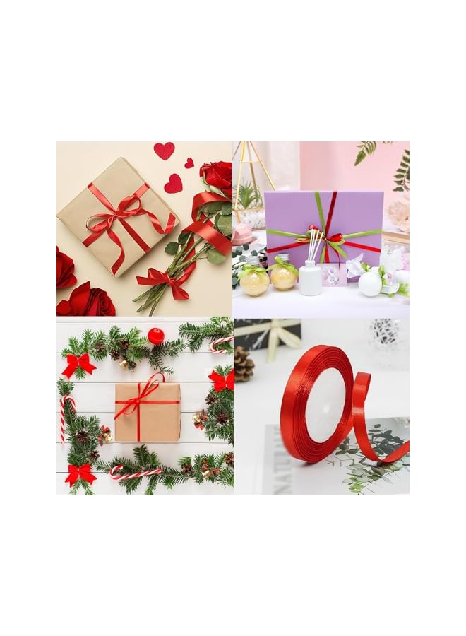 The Bros شريط أحمر 10 مم، شريط زينة عيد الميلاد بطول 22 متر للحرف اليدوية، الزفاف وديكور الحفلات - قماش سميك، احتفالي وأنيق - Image 3